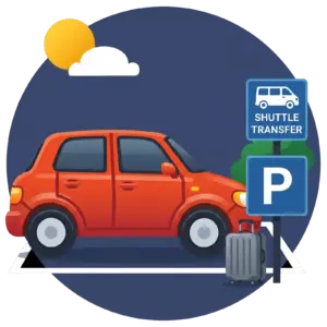Shuttle am Parkplatz ankommen